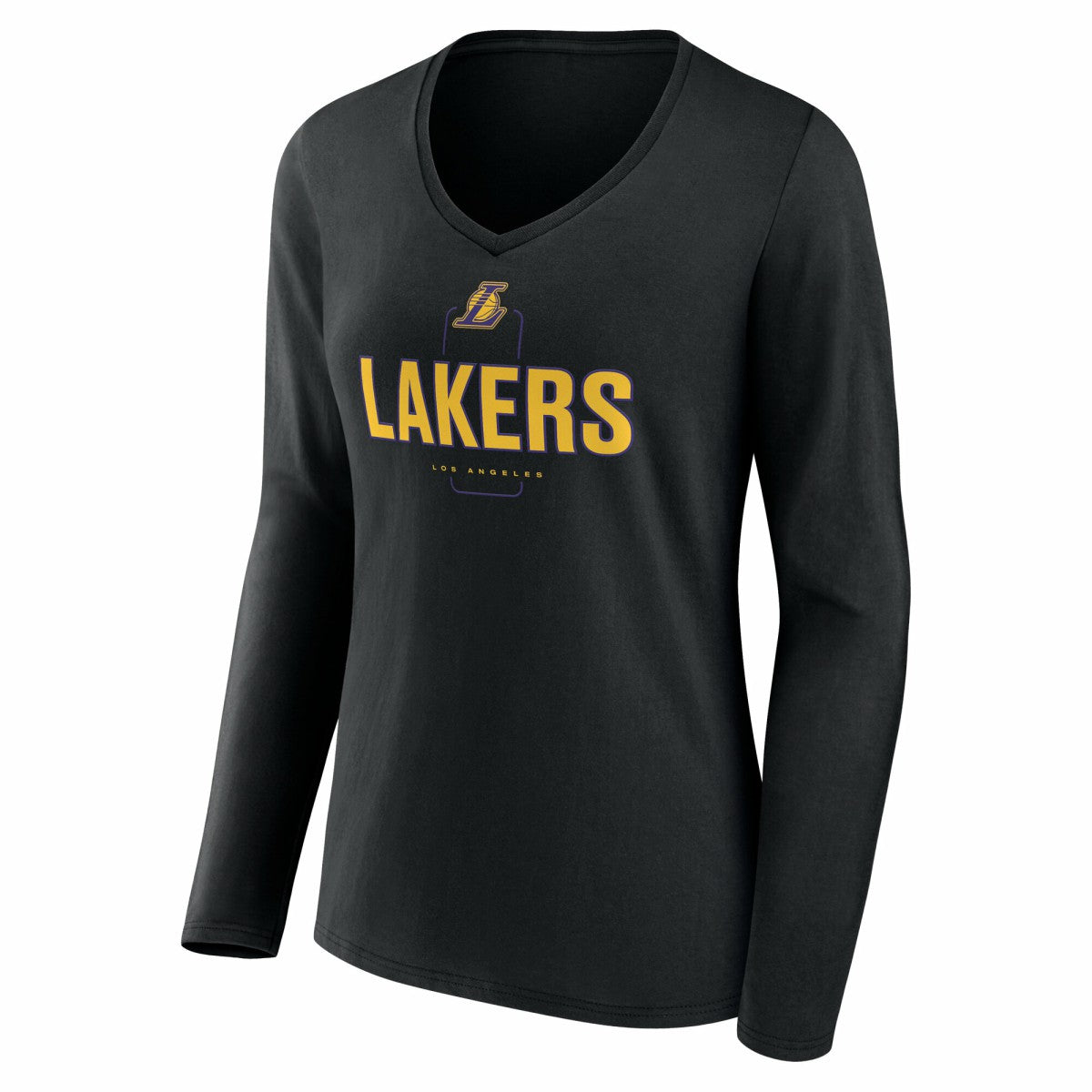 Los Angeles Lakers Women's Center Court Name & Number Custom Long Sleeve V-Neck T-Shirt Black - NBA