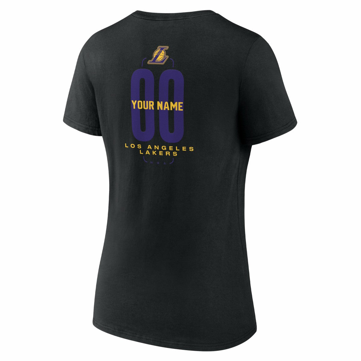 Los Angeles Lakers Women's Center Court Name & Number Custom V-Neck T-Shirt Black - NBA
