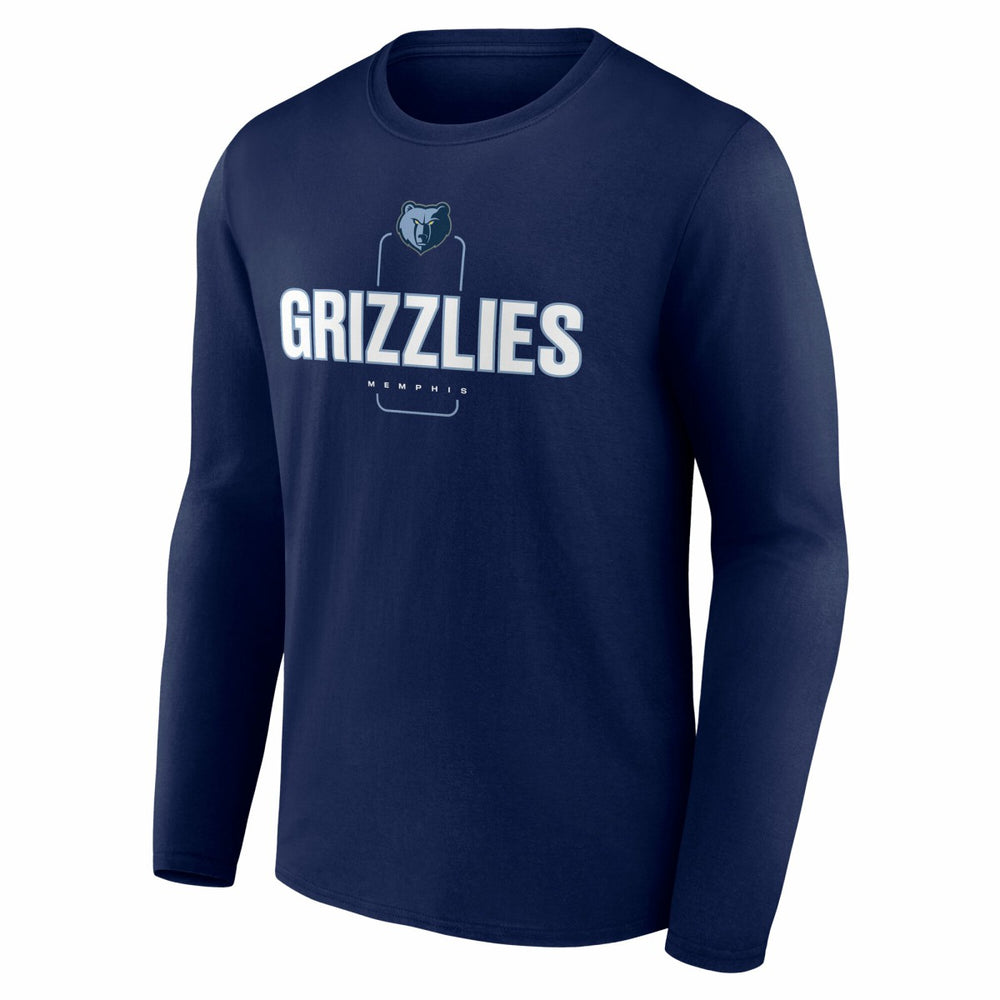 Memphis Grizzlies Center Court Name & Number Custom Long Sleeve T-Shirt Navy - NBA