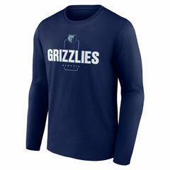 Memphis Grizzlies Center Court Name & Number Custom Long Sleeve T-Shirt Navy - NBA