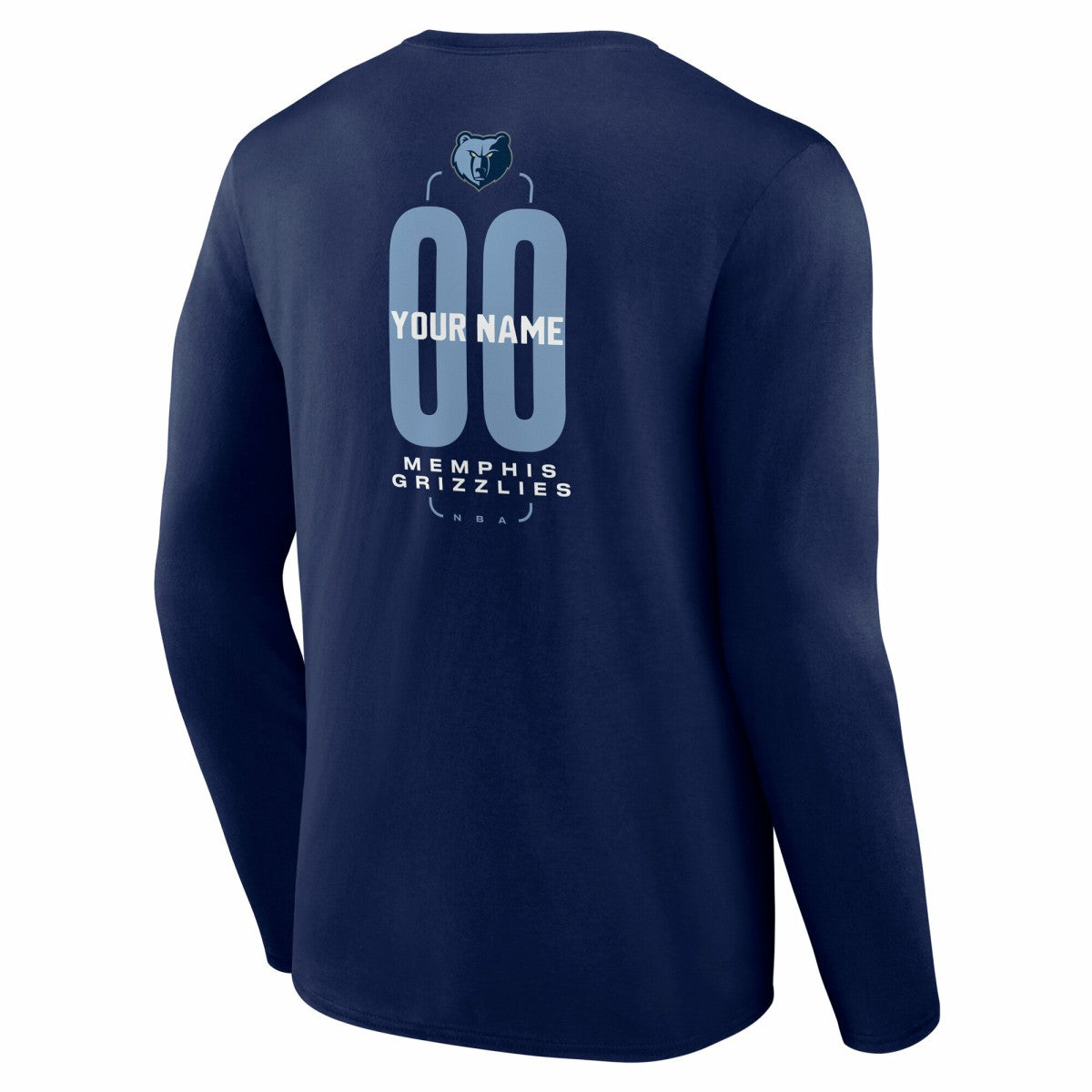Memphis Grizzlies Center Court Name & Number Custom Long Sleeve T-Shirt Navy - NBA
