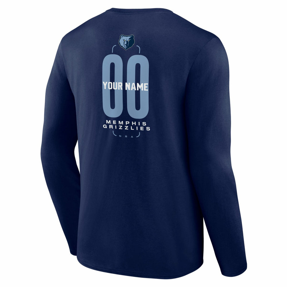 Memphis Grizzlies Center Court Name & Number Custom Long Sleeve T-Shirt Navy - NBA