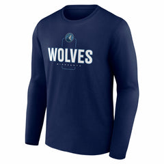 Minnesota Timberwolves Center Court Name & Number Custom Long Sleeve T-Shirt Navy - NBA