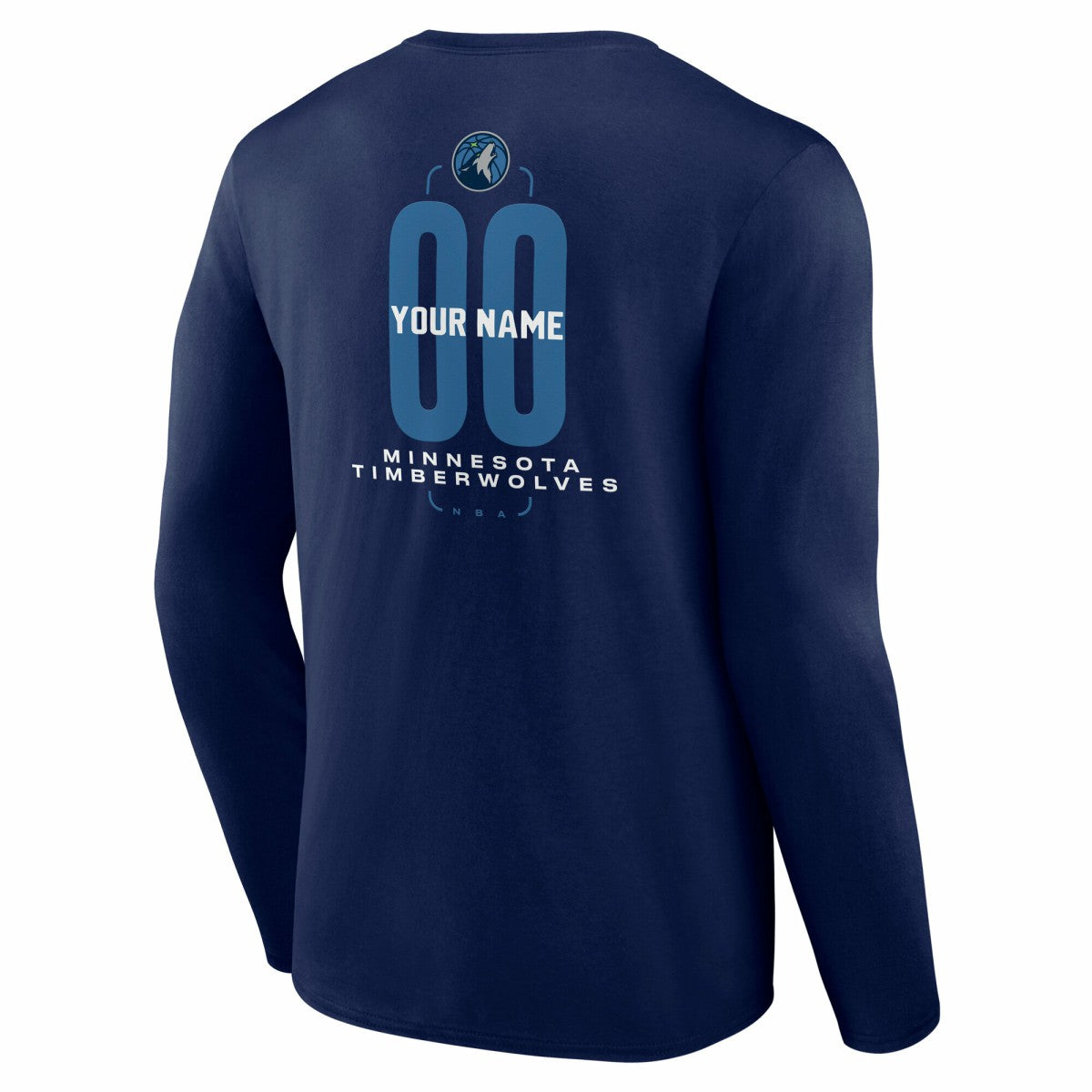 Minnesota Timberwolves Center Court Name & Number Custom Long Sleeve T-Shirt Navy - NBA