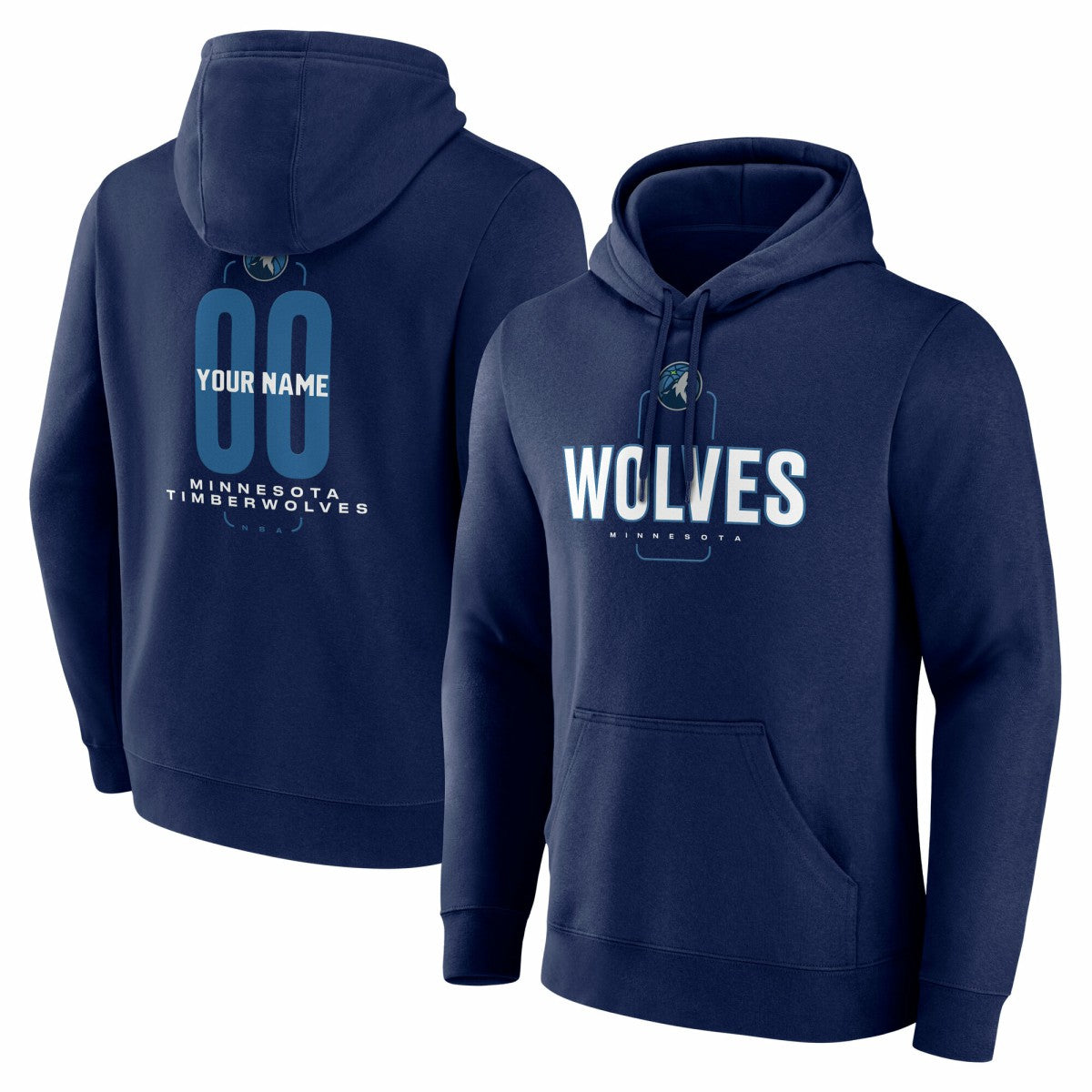 Minnesota Timberwolves Center Court Name & Number Custom Hoodie Navy - NBA