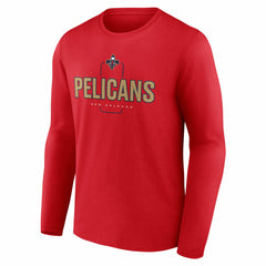 New Orleans Pelicans Center Court Name & Number Custom Long Sleeve T-Shirt Red - NBA