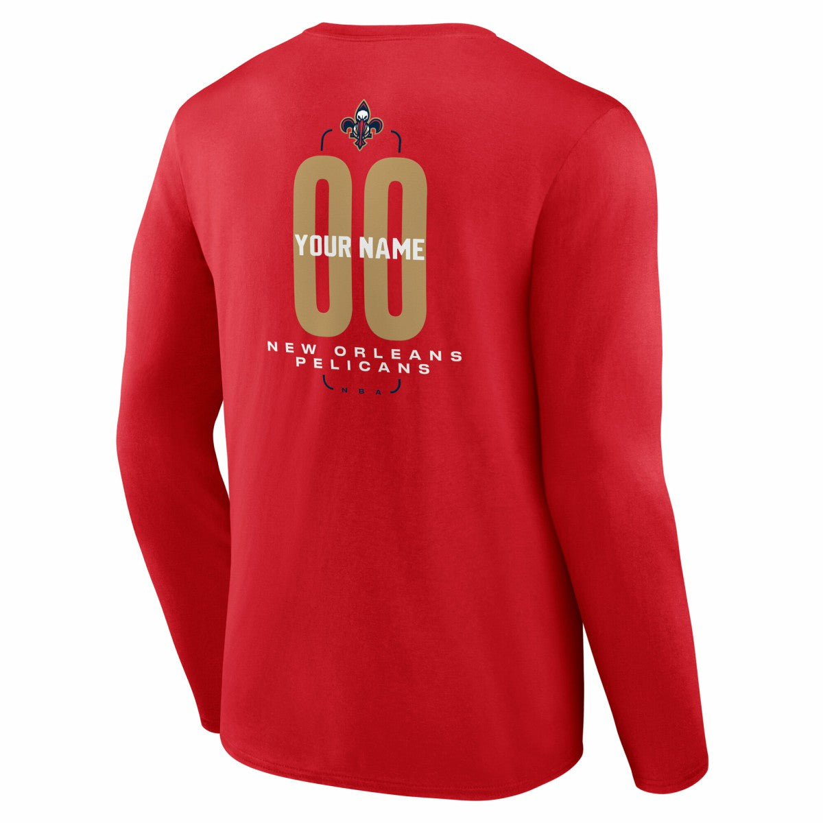 New Orleans Pelicans Center Court Name & Number Custom Long Sleeve T-Shirt Red - NBA