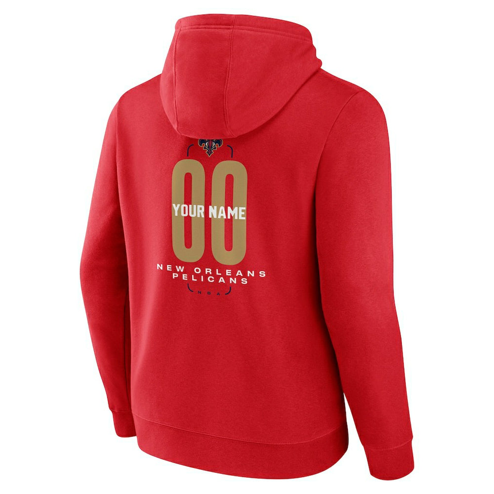 New Orleans Pelicans Center Court Name & Number Custom Hoodie Red - NBA