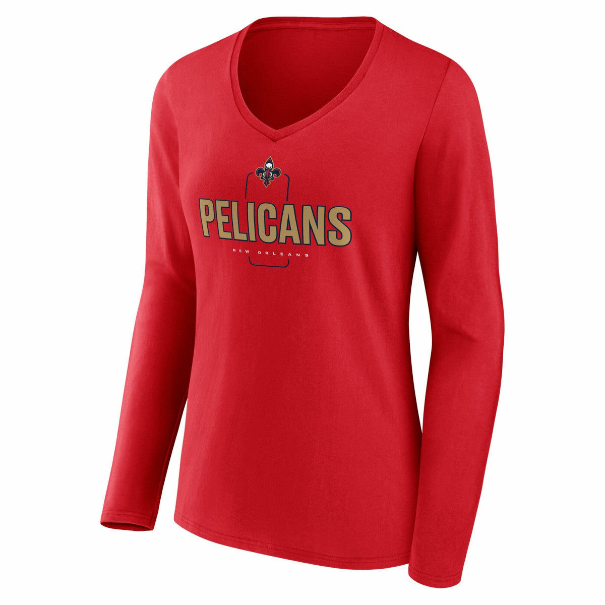 New Orleans Pelicans Women's Center Court Name & Number Custom Long Sleeve V-Neck T-Shirt Red - NBA