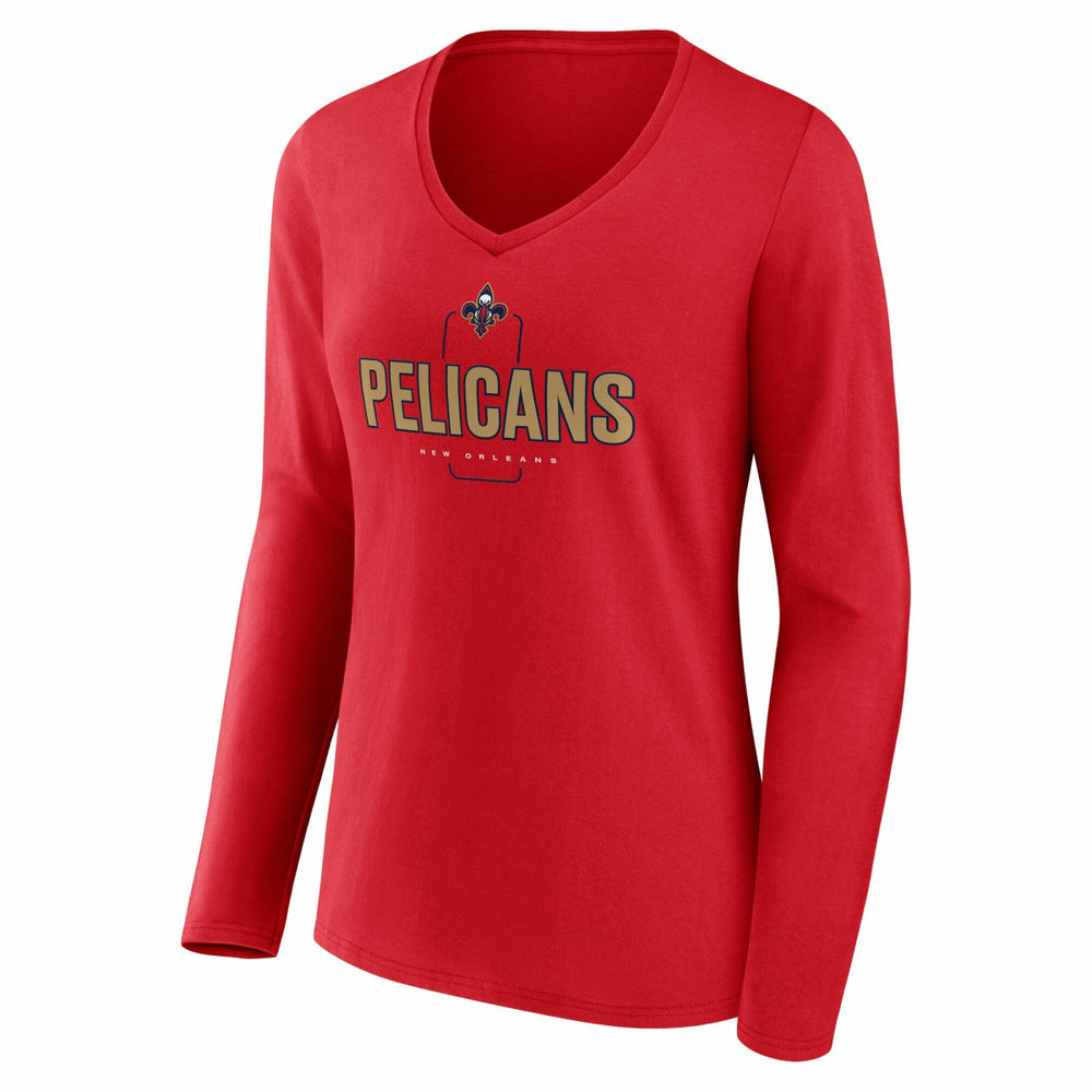 New Orleans Pelicans Women's Center Court Name & Number Custom Long Sleeve V-Neck T-Shirt Red - NBA