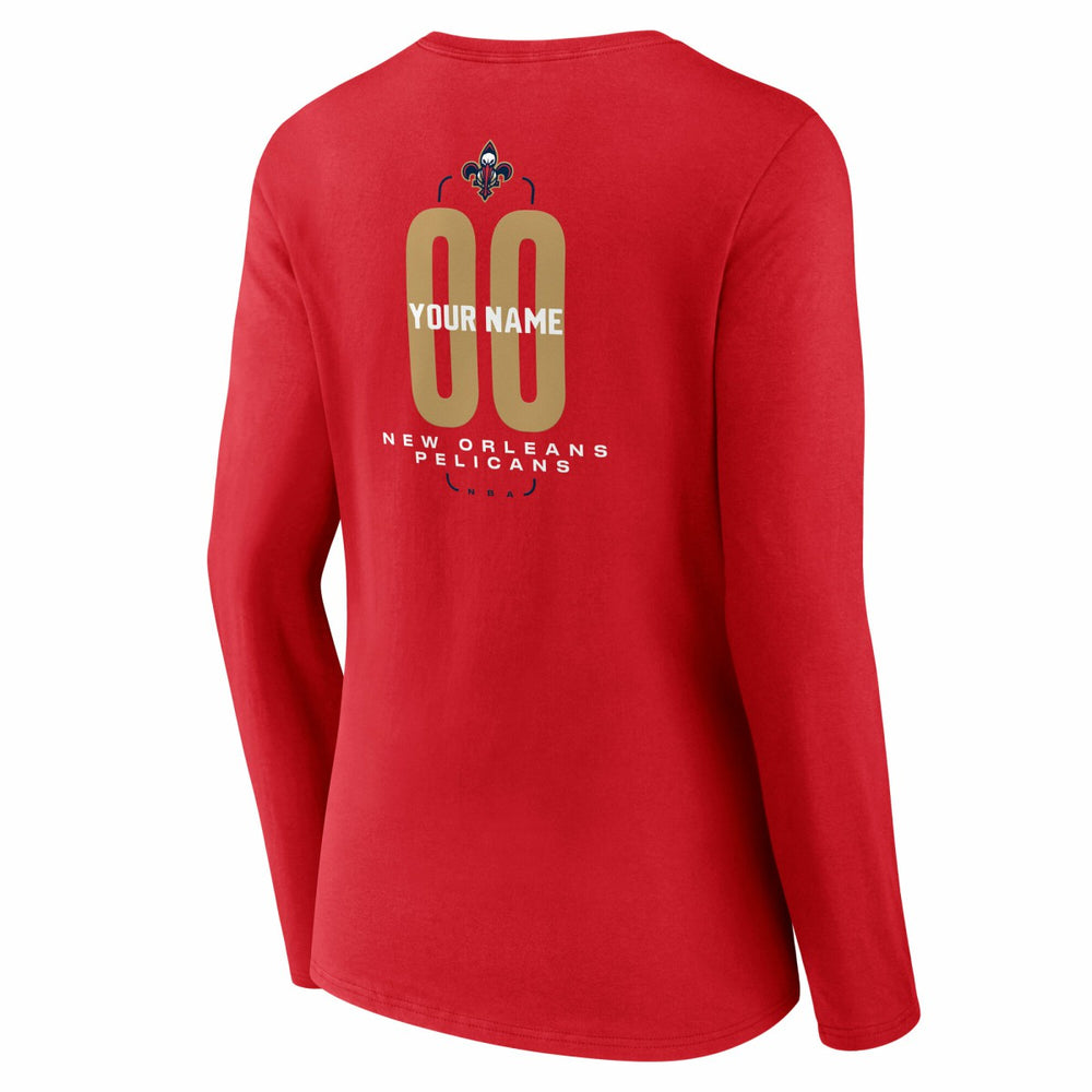 New Orleans Pelicans Women's Center Court Name & Number Custom Long Sleeve V-Neck T-Shirt Red - NBA