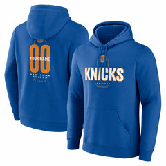 New York Knicks Center Court Name & Number Custom Hoodie Blue - NBA