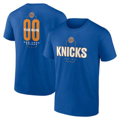New York Knicks Center Court Name & Number Custom T-Shirt Blue - NBA