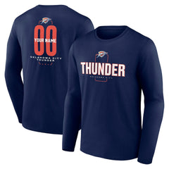 Oklahoma City Thunder Center Court Name & Number Custom Long Sleeve T-Shirt Navy - NBA