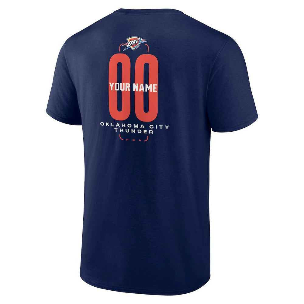 Oklahoma City Thunder Center Court Name & Number Custom T-Shirt Navy - NBA