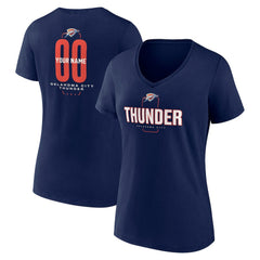 Oklahoma City Thunder Women's Center Court Name & Number Custom V-Neck T-Shirt Navy - NBA