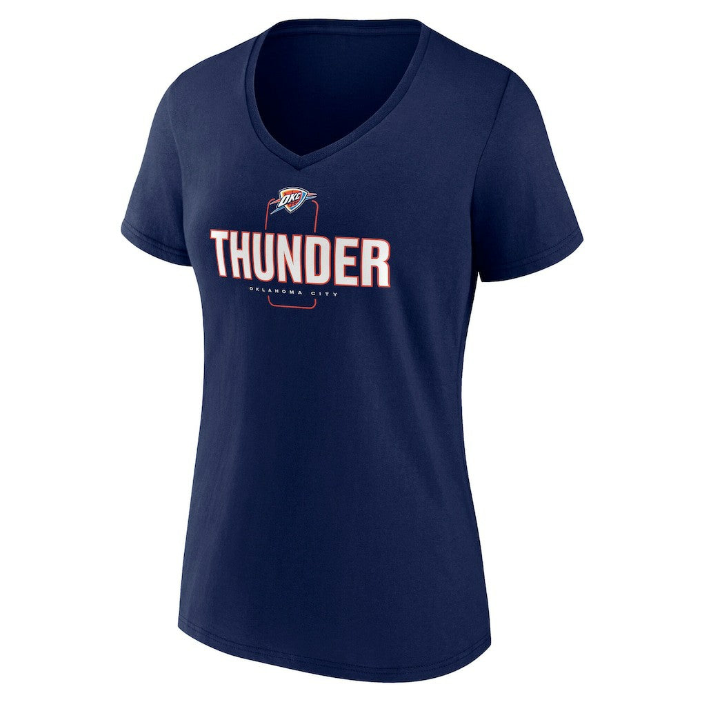 Oklahoma City Thunder Women's Center Court Name & Number Custom V-Neck T-Shirt Navy - NBA