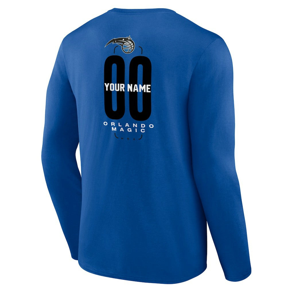 Orlando Magic Center Court Name & Number Custom Long Sleeve T-Shirt Blue - NBA