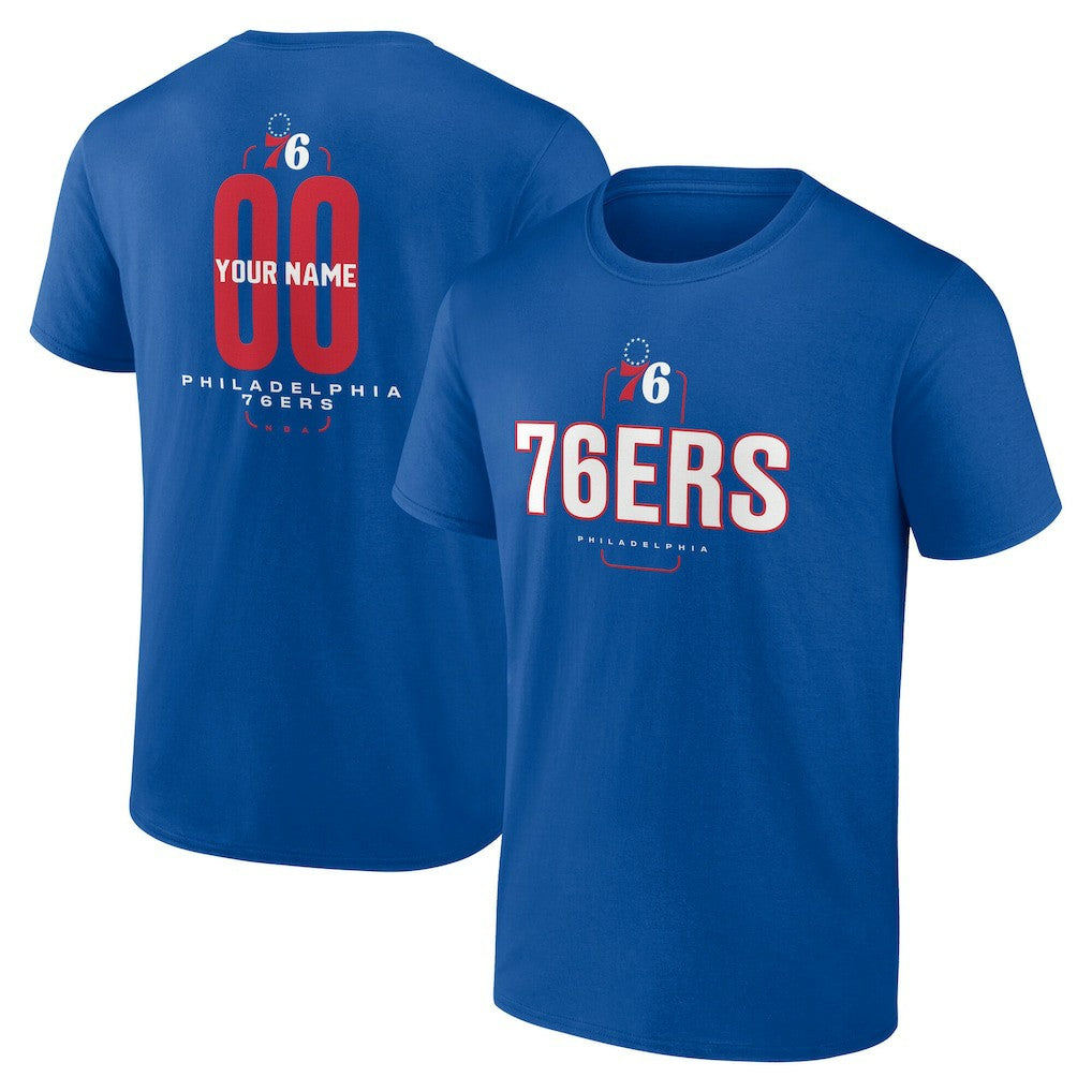 Philadelphia 76ers Center Court Name & Number Custom T-Shirt Royal - NBA