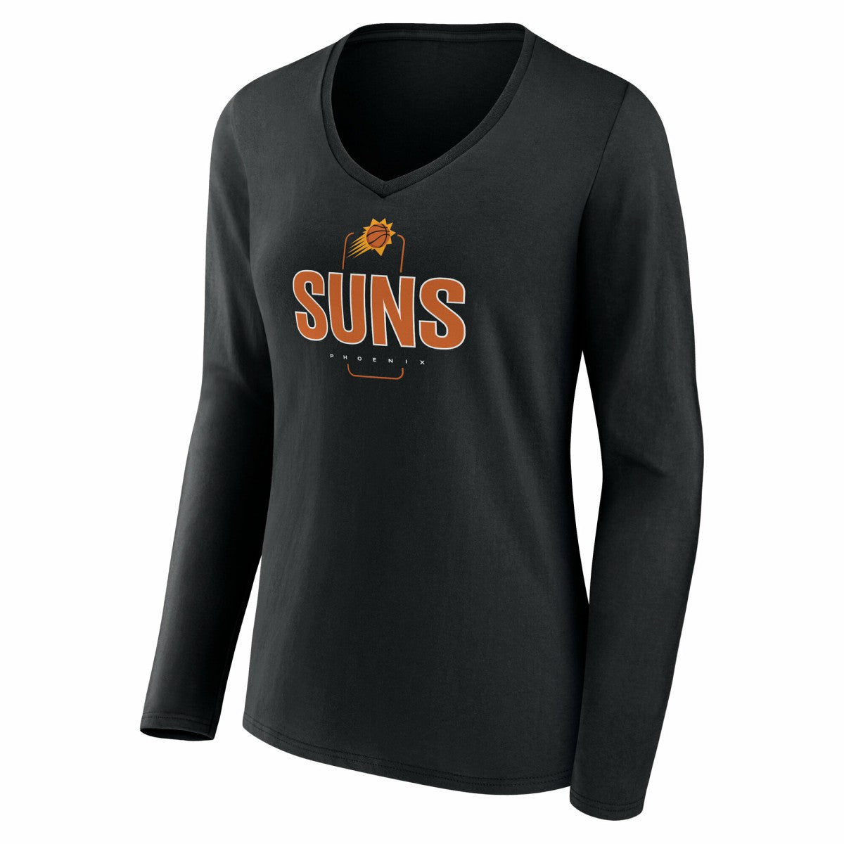 Phoenix Suns Women's Center Court Name & Number Custom Long Sleeve V-Neck T-Shirt Black - NBA