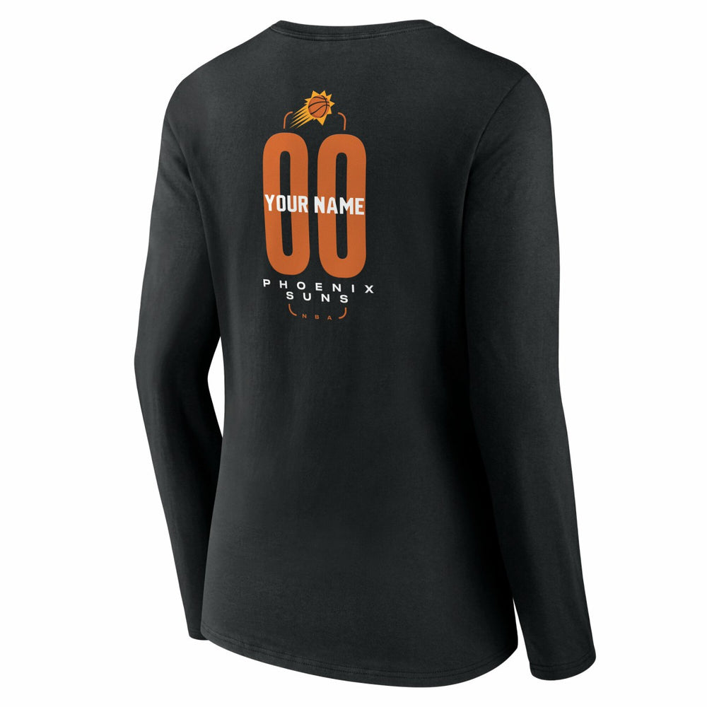 Phoenix Suns Women's Center Court Name & Number Custom Long Sleeve V-Neck T-Shirt Black - NBA