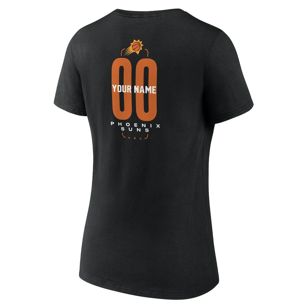 Phoenix Suns Women's Center Court Name & Number Custom V-Neck T-Shirt Black - NBA