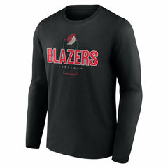 Portland Trail Blazers Center Court Name & Number Custom Long Sleeve T-Shirt Black - NBA