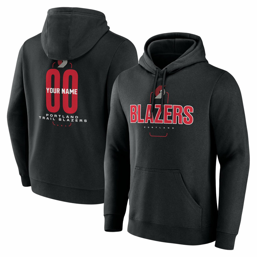 Portland Trail Blazers Center Court Name & Number Custom Hoodie Black - NBA