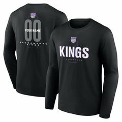 Sacramento Kings Center Court Name & Number Custom Long Sleeve T-Shirt Black - NBA