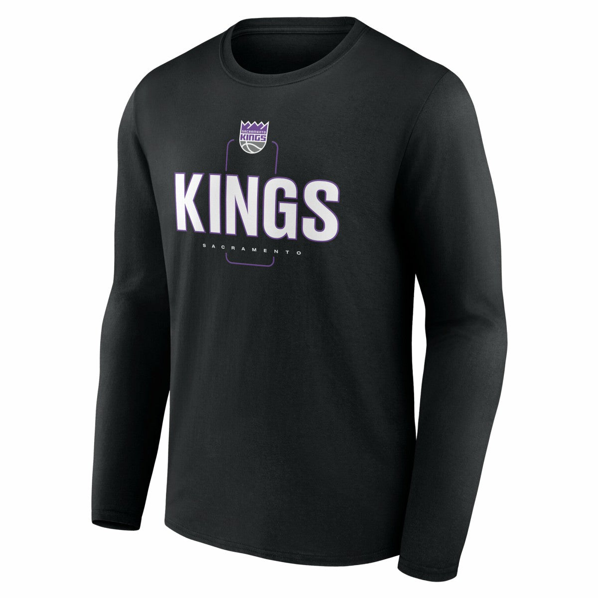 Sacramento Kings Center Court Name & Number Custom Long Sleeve T-Shirt Black - NBA