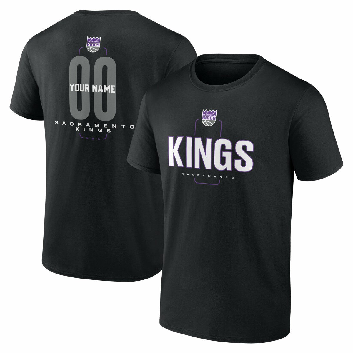 Sacramento Kings Center Court Name & Number Custom T-Shirt Black - NBA