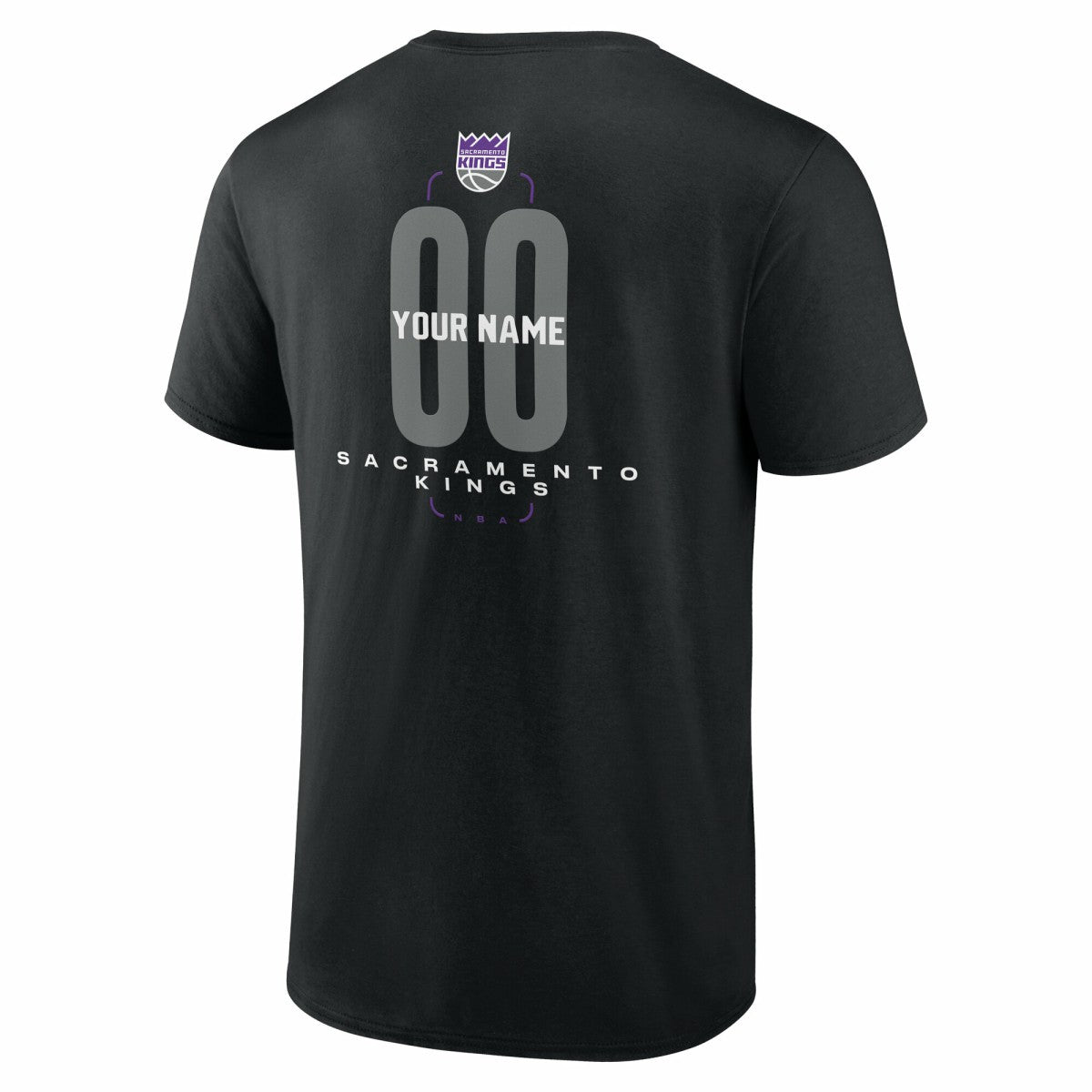 Sacramento Kings Center Court Name & Number Custom T-Shirt Black - NBA