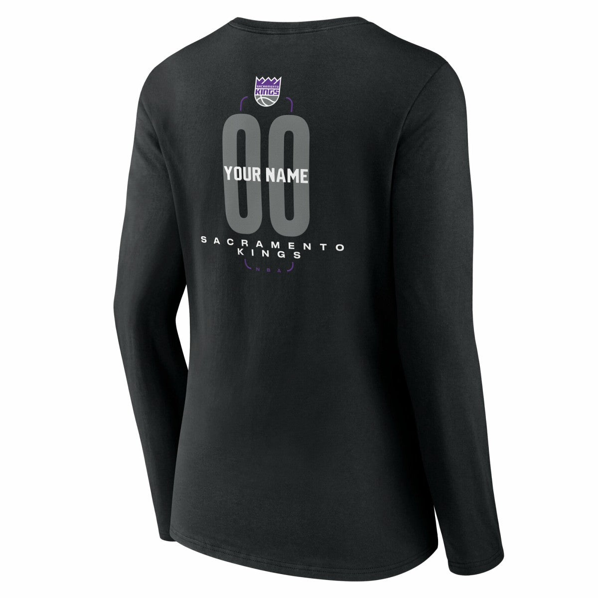 Sacramento Kings Women's Center Court Name & Number Custom Long Sleeve V-Neck T-Shirt Black - NBA