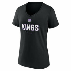 Sacramento Kings Women's Center Court Name & Number Custom V-Neck T-Shirt Black - NBA