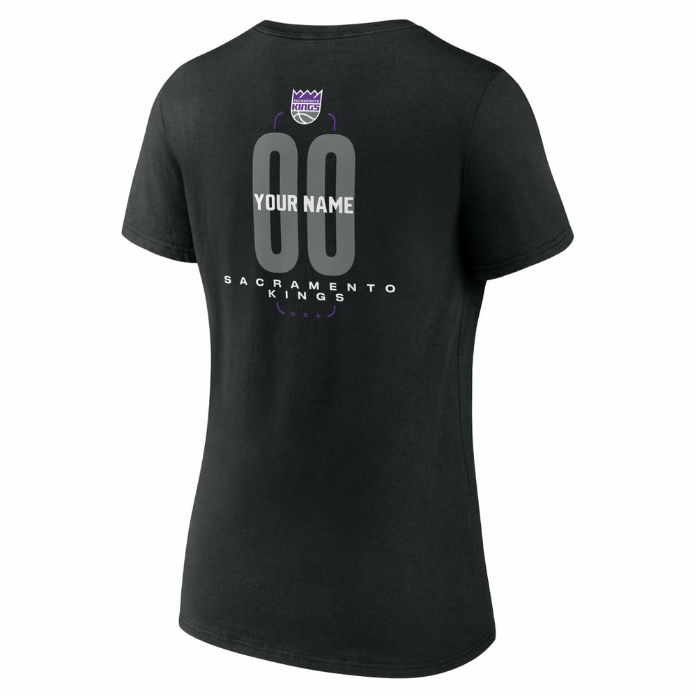 Sacramento Kings Women's Center Court Name & Number Custom V-Neck T-Shirt Black - NBA