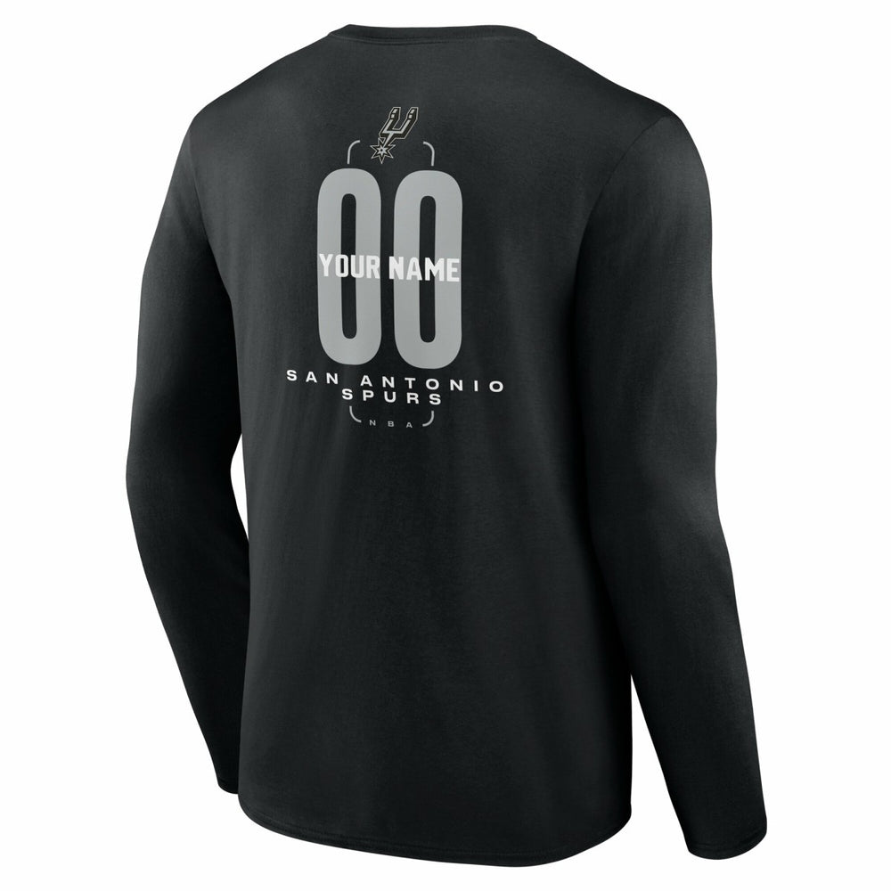 San Antonio Spurs Center Court Name & Number Custom Long Sleeve T-Shirt Black - NBA