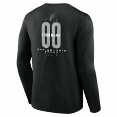 San Antonio Spurs Center Court Name & Number Custom Long Sleeve T-Shirt Black - NBA