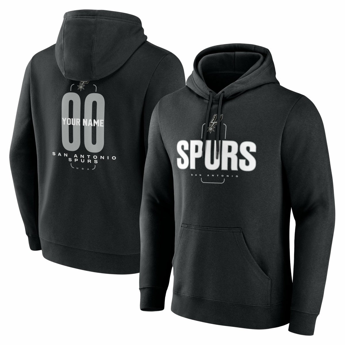 San Antonio Spurs Center Court Name & Number Custom Hoodie Black - NBA