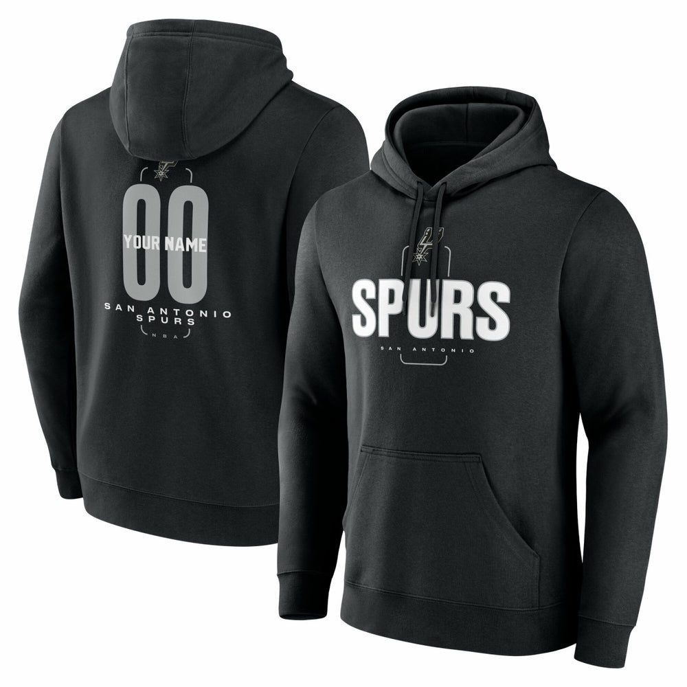 San Antonio Spurs Center Court Name & Number Custom Hoodie Black - NBA