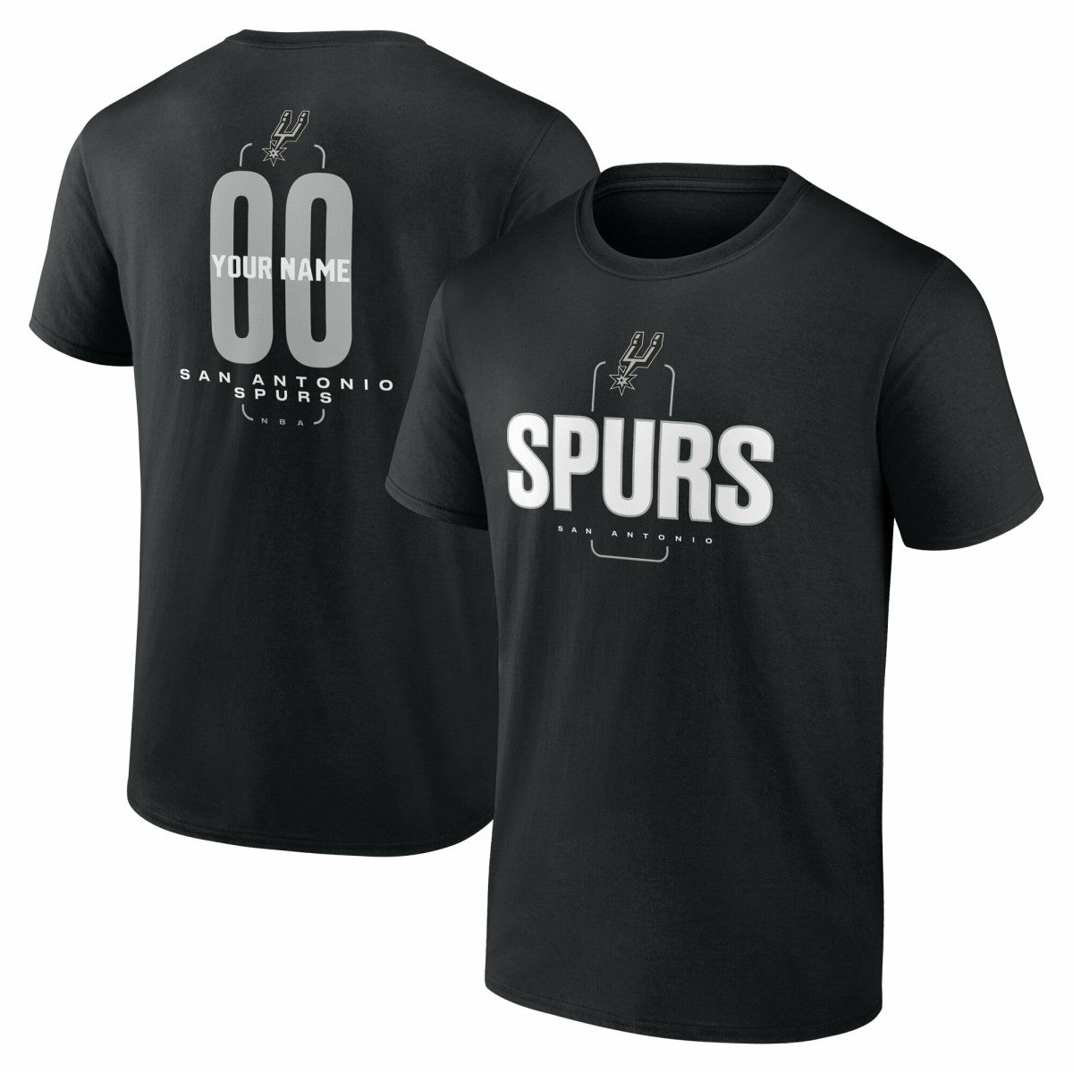 San Antonio Spurs Center Court Name & Number Custom T-Shirt Black - NBA