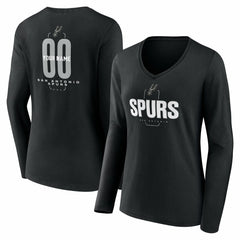 San Antonio Spurs Women's Center Court Name & Number Custom Long Sleeve V-Neck T-Shirt Black - NBA