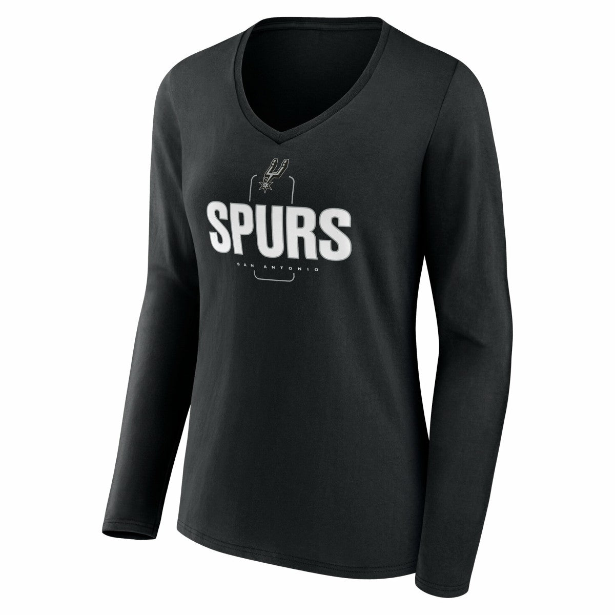 San Antonio Spurs Women's Center Court Name & Number Custom Long Sleeve V-Neck T-Shirt Black - NBA
