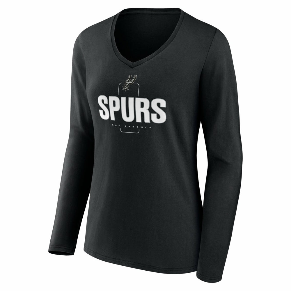 San Antonio Spurs Women's Center Court Name & Number Custom Long Sleeve V-Neck T-Shirt Black - NBA