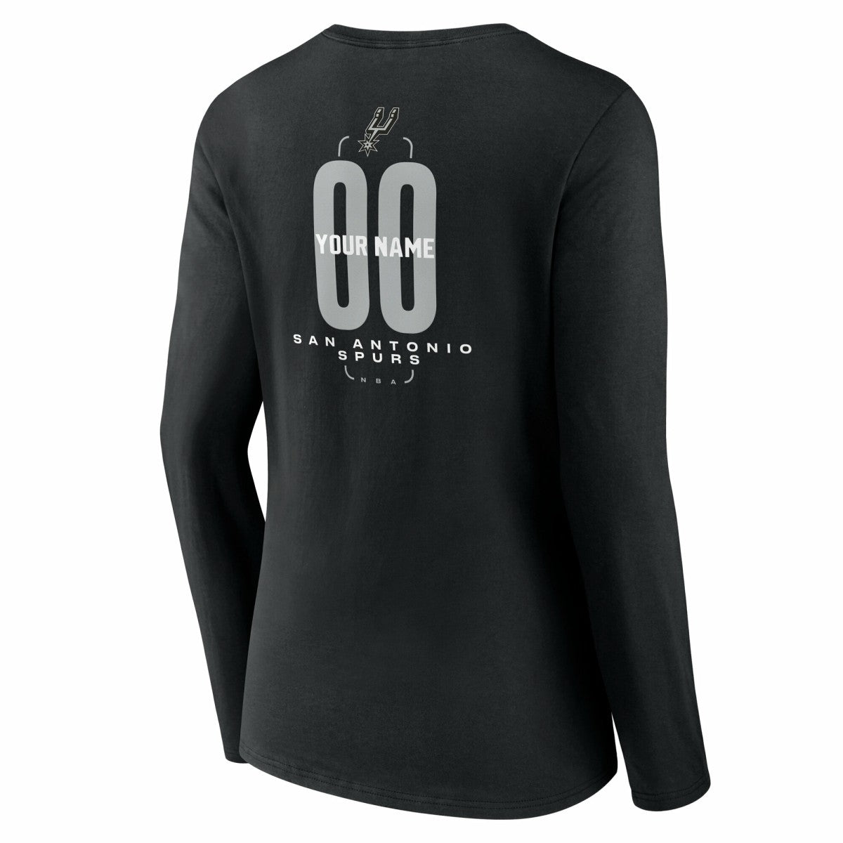 San Antonio Spurs Women's Center Court Name & Number Custom Long Sleeve V-Neck T-Shirt Black - NBA