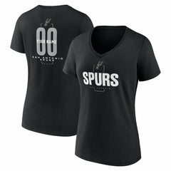 San Antonio Spurs Women's Center Court Name & Number Custom V-Neck T-Shirt Black - NBA