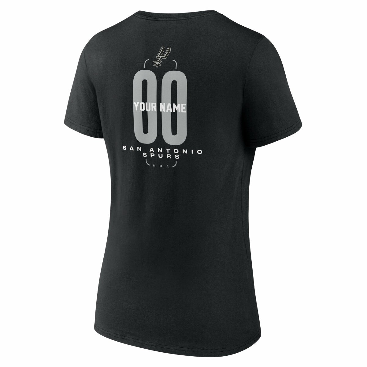 San Antonio Spurs Women's Center Court Name & Number Custom V-Neck T-Shirt Black - NBA