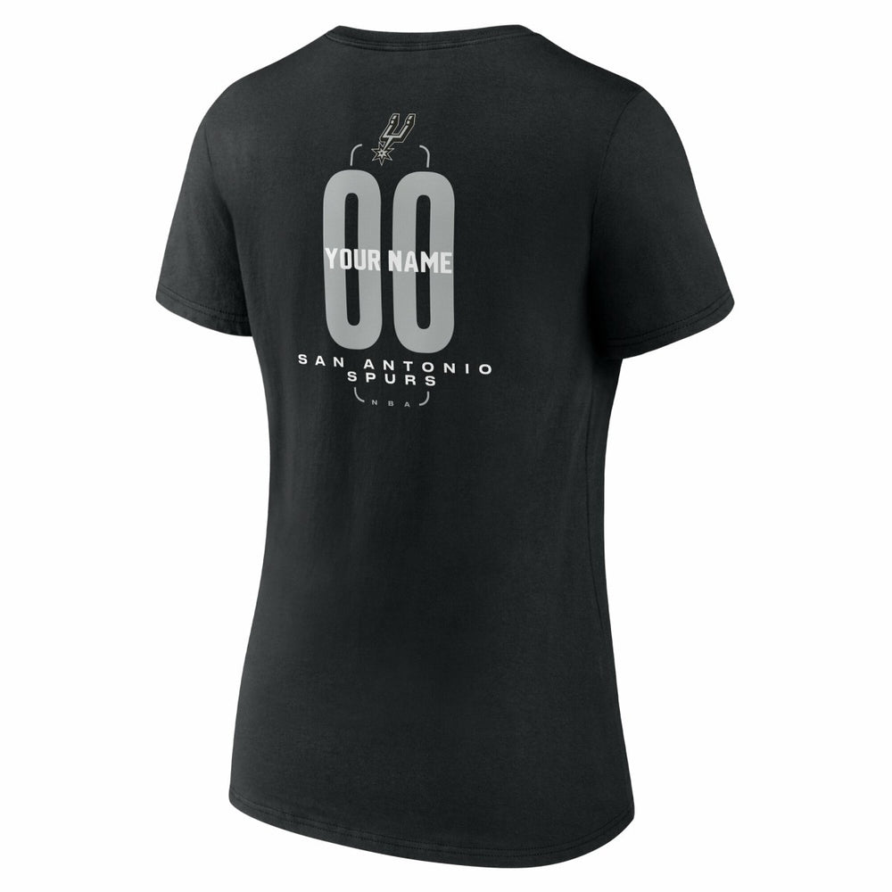 San Antonio Spurs Women's Center Court Name & Number Custom V-Neck T-Shirt Black - NBA