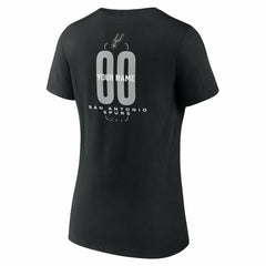 San Antonio Spurs Women's Center Court Name & Number Custom V-Neck T-Shirt Black - NBA
