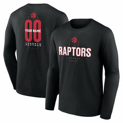 Toronto Raptors Center Court Name & Number Custom Long Sleeve T-Shirt Black - NBA