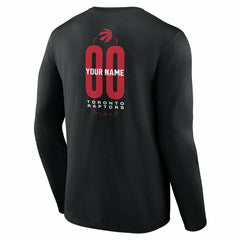 Toronto Raptors Center Court Name & Number Custom Long Sleeve T-Shirt Black - NBA